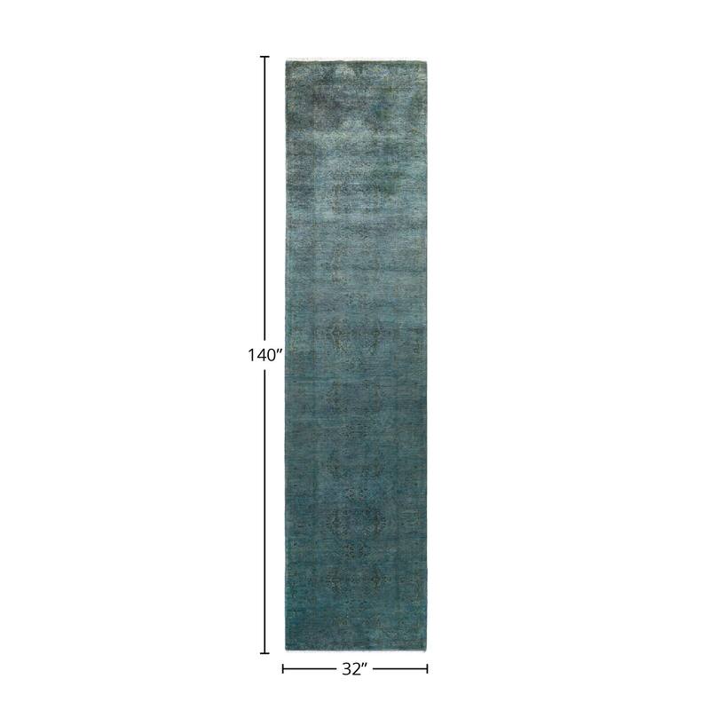 Fine Vibrance, One-of-a-Kind Hand-Knotted Runner Rug - Gray, 2' 8" x 11' 8" - 2' 8" x 11' 8"