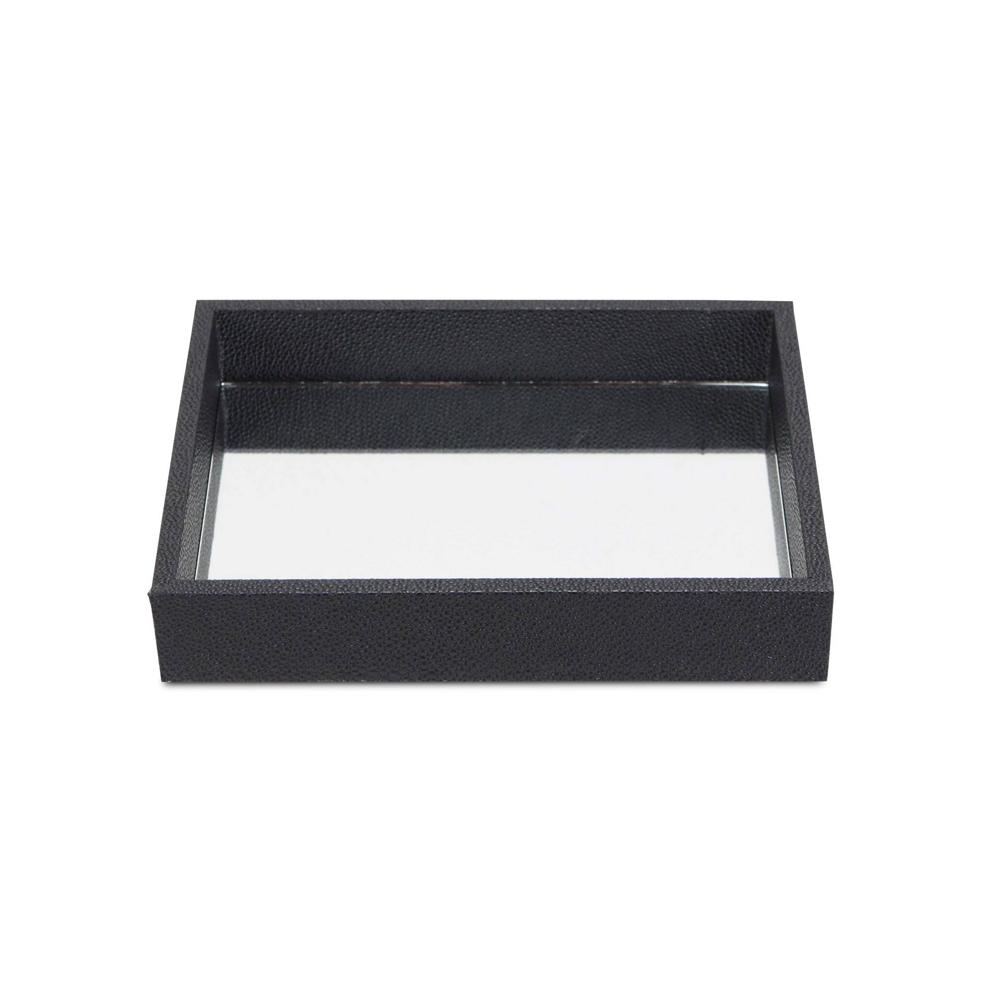 Black Shagreen Mirrored Tray 18 W x 14 D x 7 H Bed Bath & Beyond