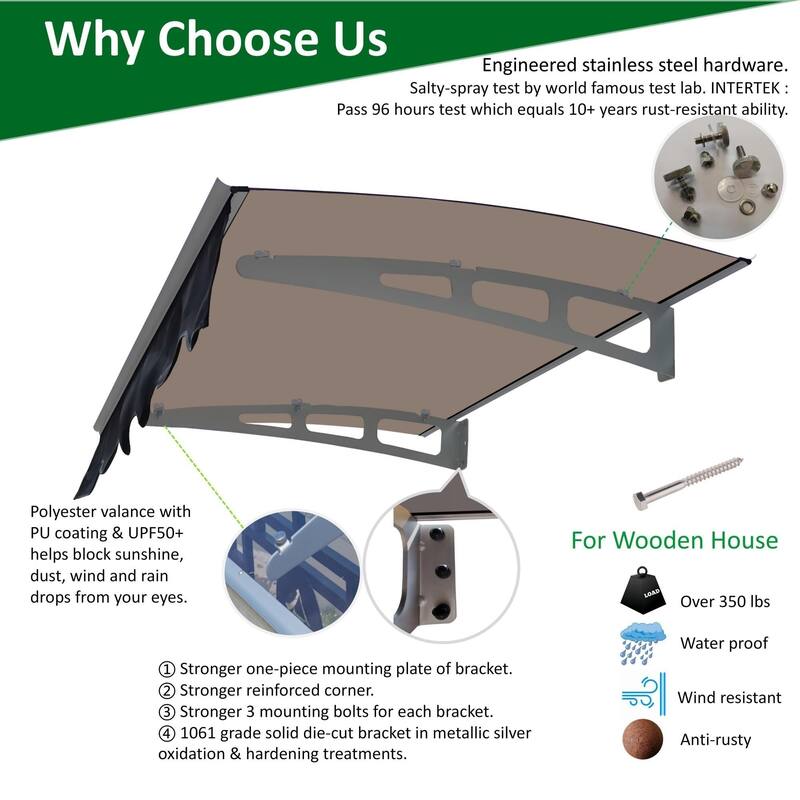 Wall-mounted window and door awnings for wooden wall rooms