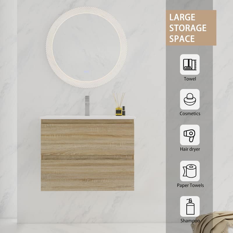 BNK 24"/30"/36'' Single Sink Bathroom Vanity with Two Soft Close Drawers