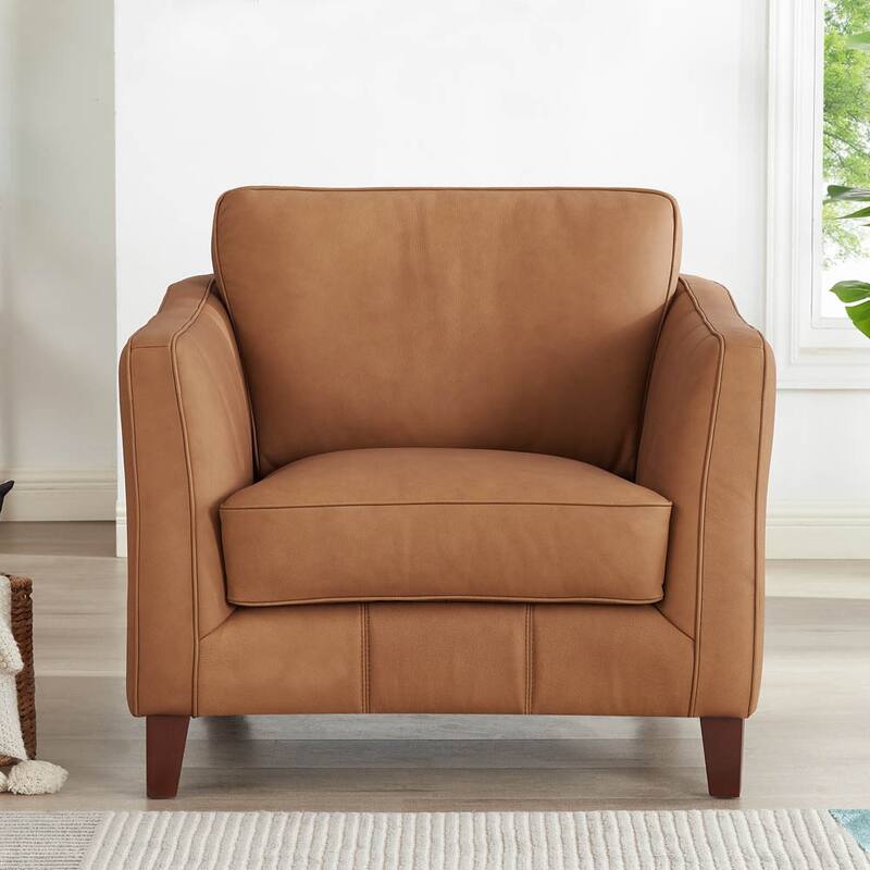 Hydeline Aria Top Grain Leather Sofa and Chair Set with Feather Memory Foam and Springs