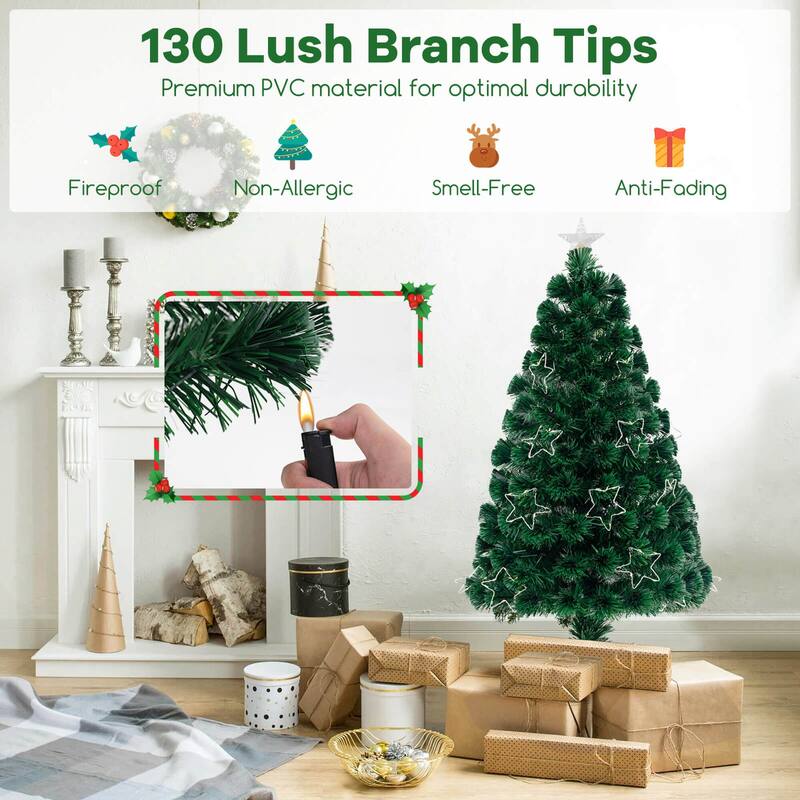 Costway 4/5/6/7 FT Artificial Xmas Tree with 130/170/230/270 Branch