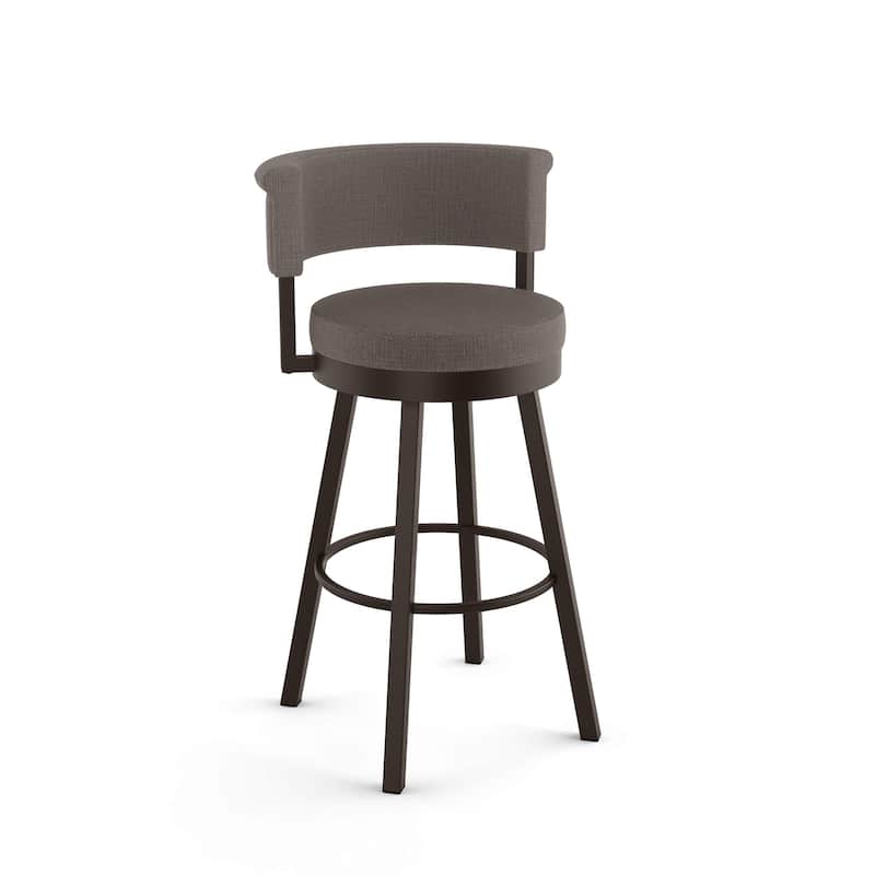 Amisco Rosco Swivel Bar Stool - Grey Polyester / Dark Brown Metal