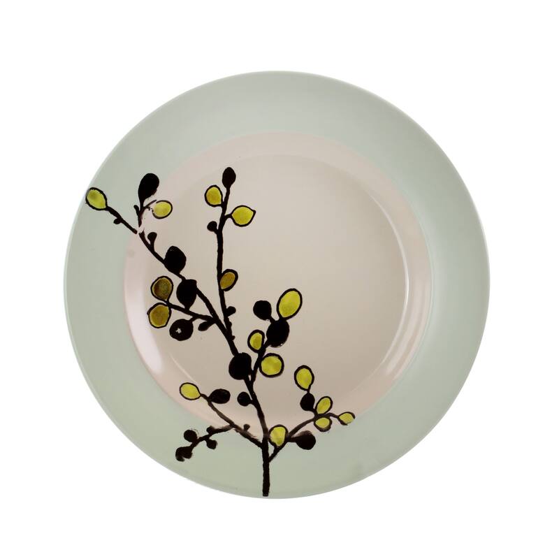 Summer Olive Blossom Round Stoneware Dinnerware Set 16 Pieces