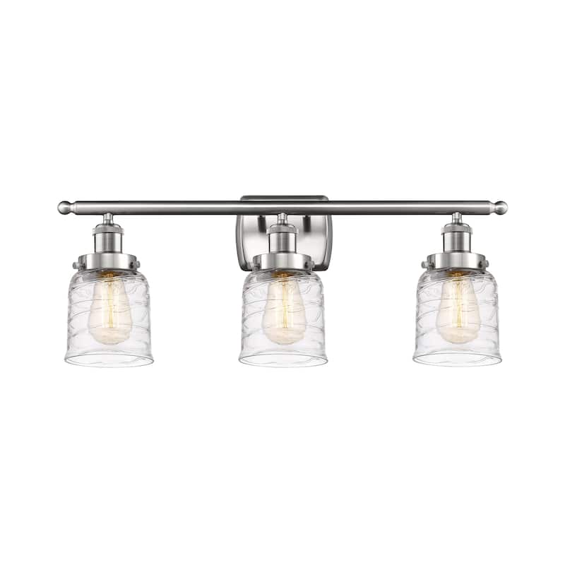 Innovations Lighting Ballston Urban Bell - 3 Light 26" Bath Vanity Light - Deco Swirl/Brushed Satin Nickel
