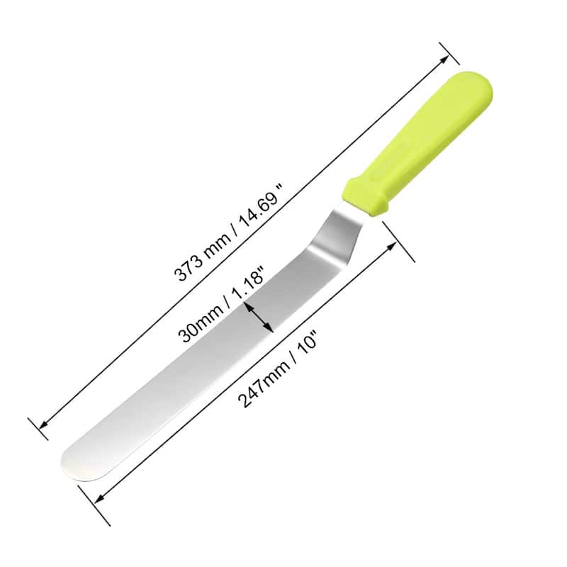 Angled Icing Spatula Stainless Steel 10-inch Cake Decorating Frosting Spatulas - Silver Tone, Green - Silver Tone, Green