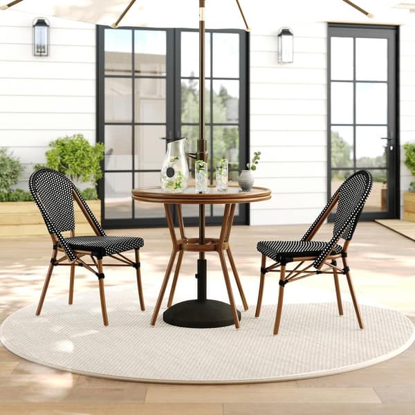 slide 2 of 31, Martha Stewart All Weather Woven Bistro Table and Chairs Set with Aluminum Frames - 19"W x 21.75"D x 35"H
