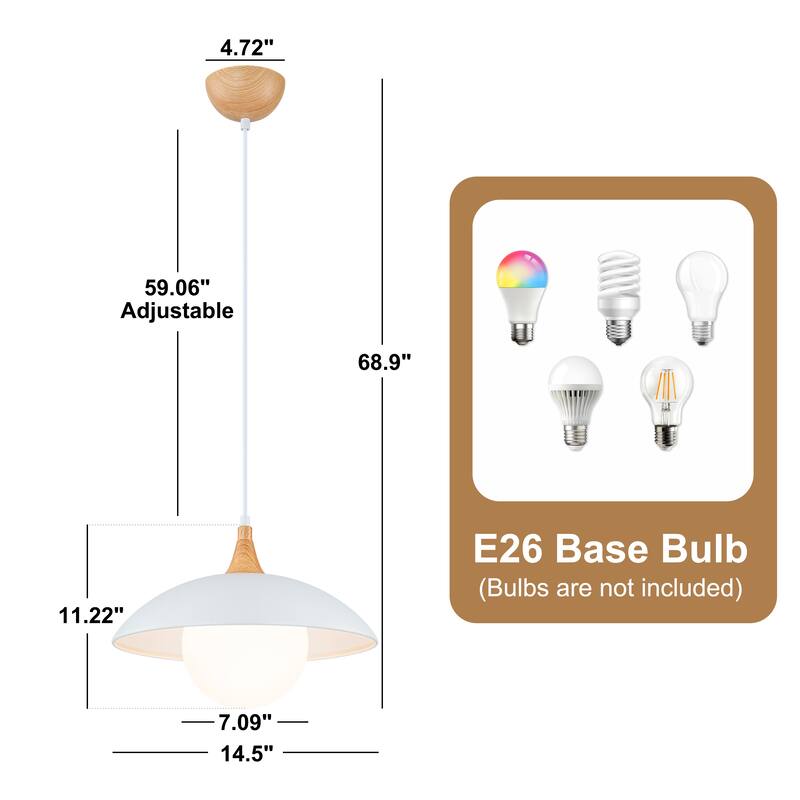 Starsky 1-Light Scandinavian Nordic Dome Pendant - White