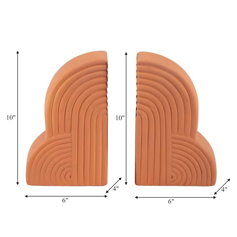Sagebrook Home Modern Textured Set of 2 Arch Bookends - 13" x 4" x 10"