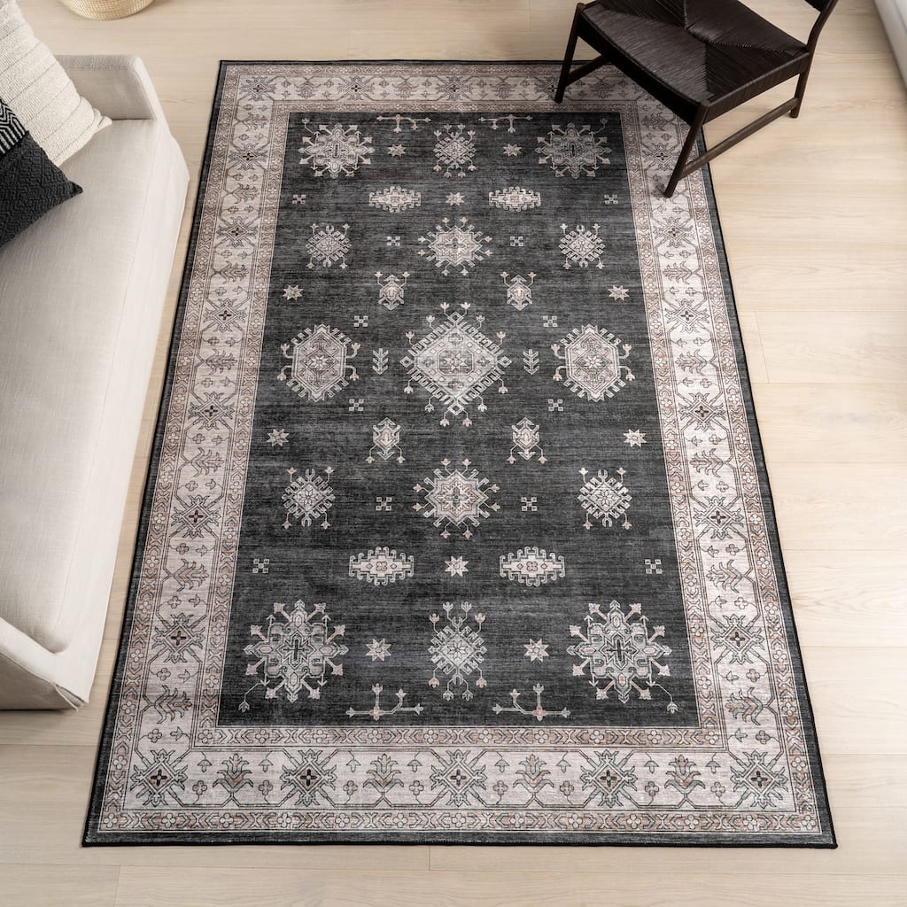 Nuloom Moxie SplashGuard Traditional Bordered Machine Washable Area Rug