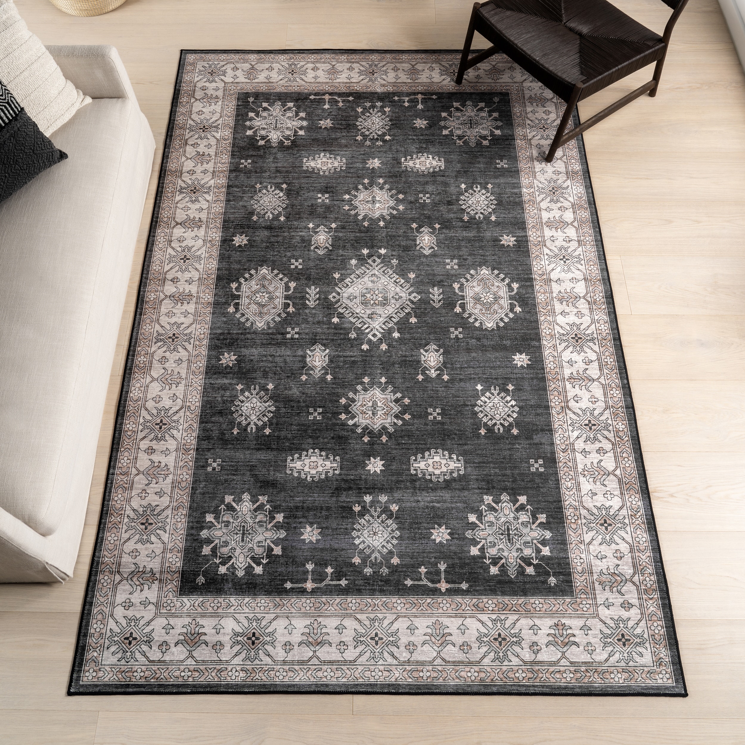 Nuloom Moxie SplashGuard Traditional Bordered Machine Washable Area Rug