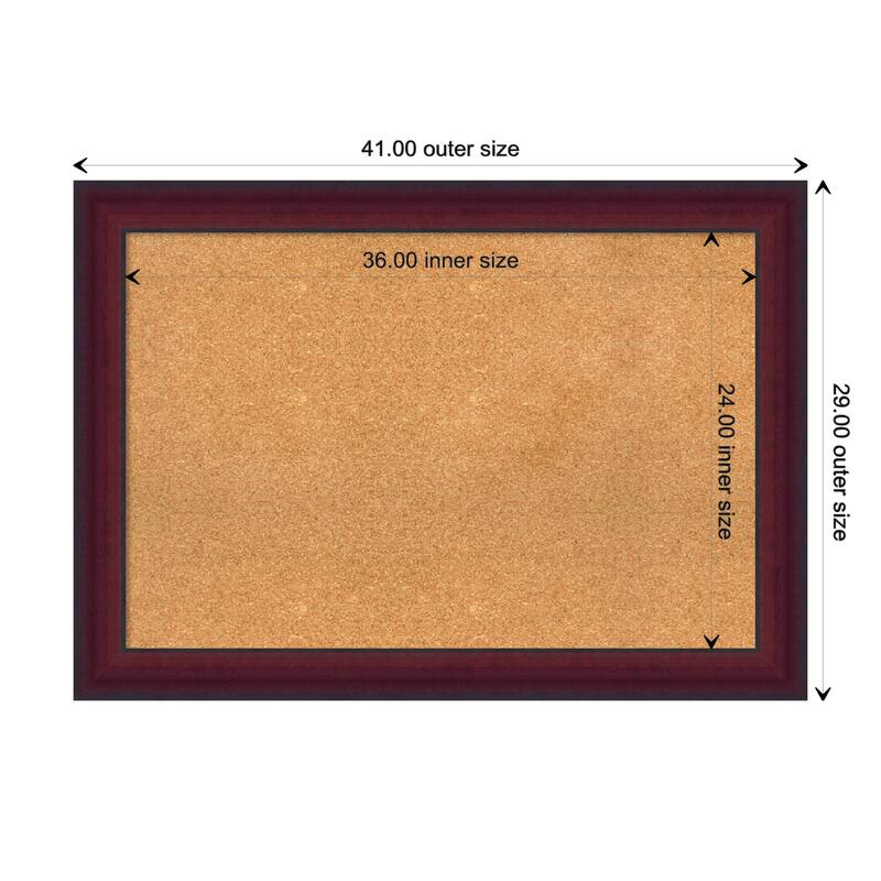 Canterbury Cherry Wood Framed Natural Corkboard Bulletin Board - Board Size 36x24