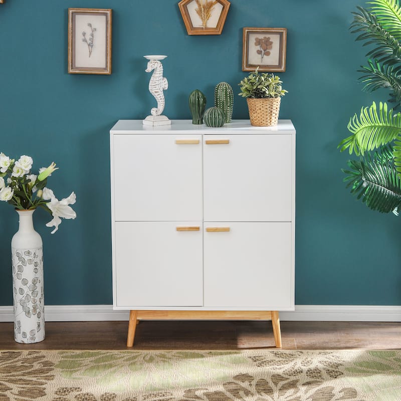 White Accent Storage Cabinet with Doors