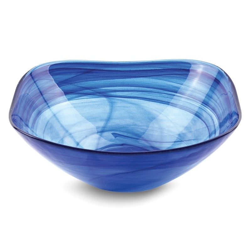 Curata Cobalt Blue Alabaster Square Glass Set of Two 6 Inch Bowls