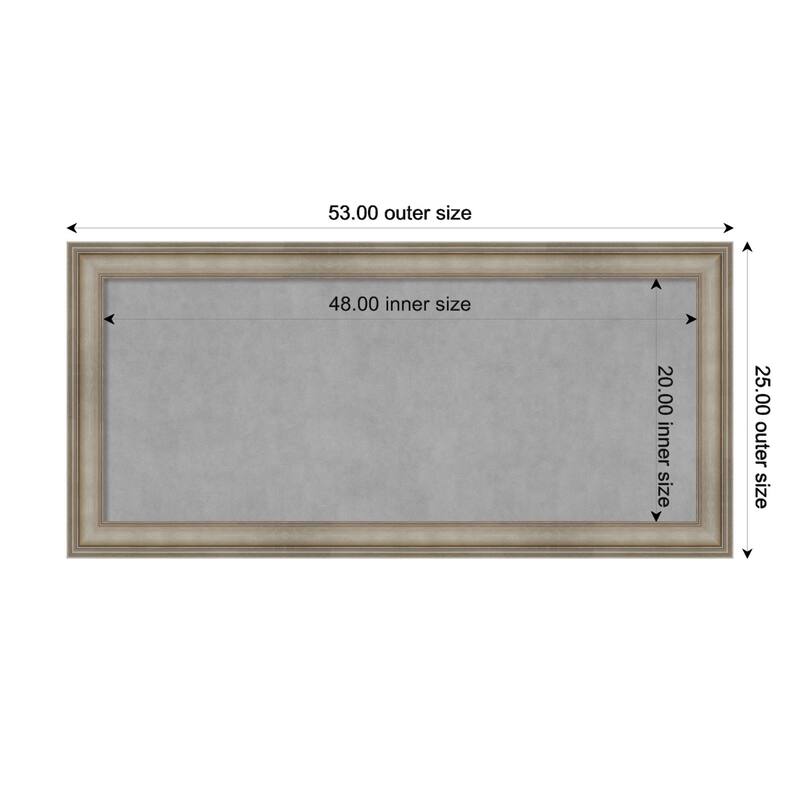 Amanti Art Mezzanine Antique Silver Narrow Framed Magnetic Board - Board Size 48x20
