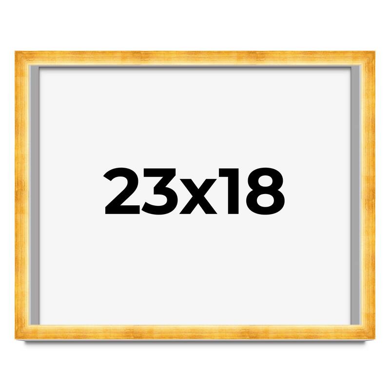 23x18 Shadow Box Frame Gold | 1.625 Inches Deep Real Wood Traditional