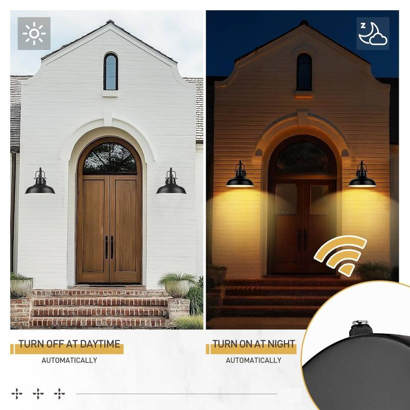 18 Inch Gooseneck Wall Light, Dusk to Dawn Barn Light