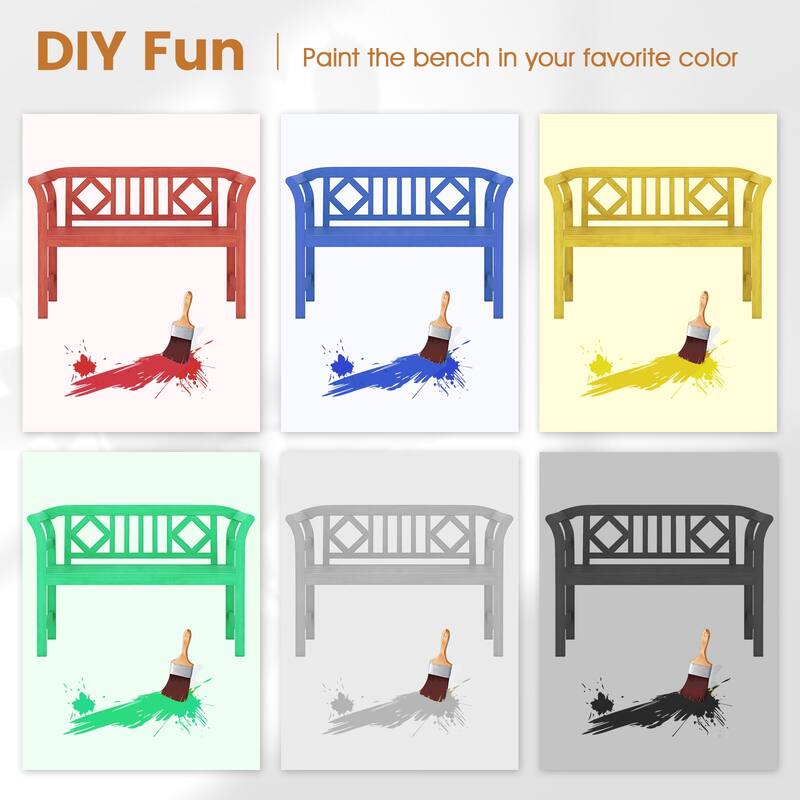 Gymax 47'' Outdoor Loveseat Bench w/Curved Armrests for Backyard Front