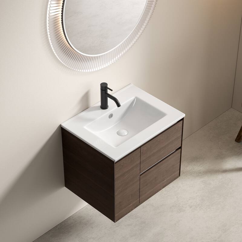 30 inch Bathroom Vessel Sink, Ceramic Bathroom Vanity Sink Top with Overflow, Convenient for Storing Personal Items - White