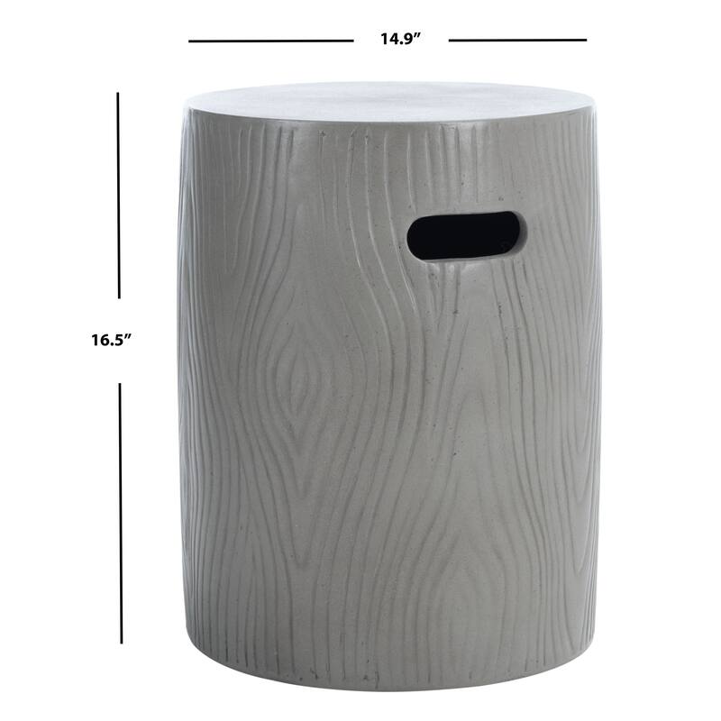 SAFAVIEH Reasilvia Trunk Concrete Indoor/ Outdoor Accent Table (Dark Grey) - 14.9" x 14.9" x 16.5" - 15Wx15Dx17H