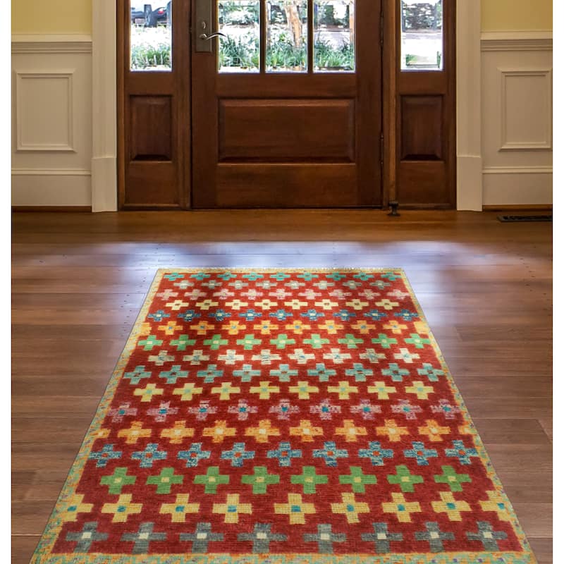 Balochi Afi Red/Green Rug - 3'4" x 5'1"