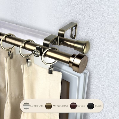 Cap 13/16 Inch Double Curtain Rod with Sleek Finials, Ideal for Layering Sheer and Heavy Drapes with Effortless Style - 48