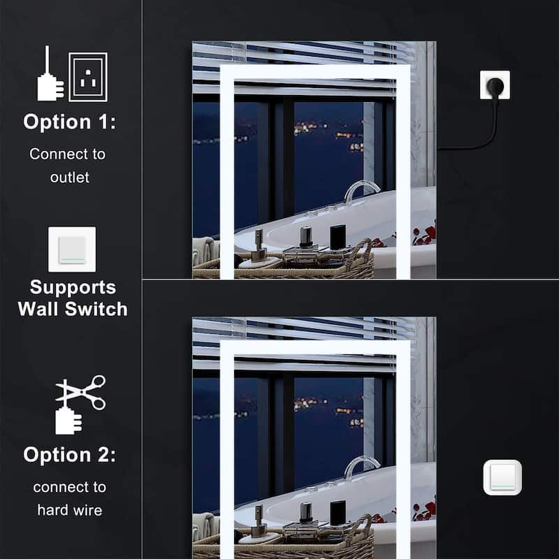 30" H Recessed or Surface LED Mirror Cabinet with Adjustable Glass Shelves,Defogger, Dimmer And Outlets & USB Ports