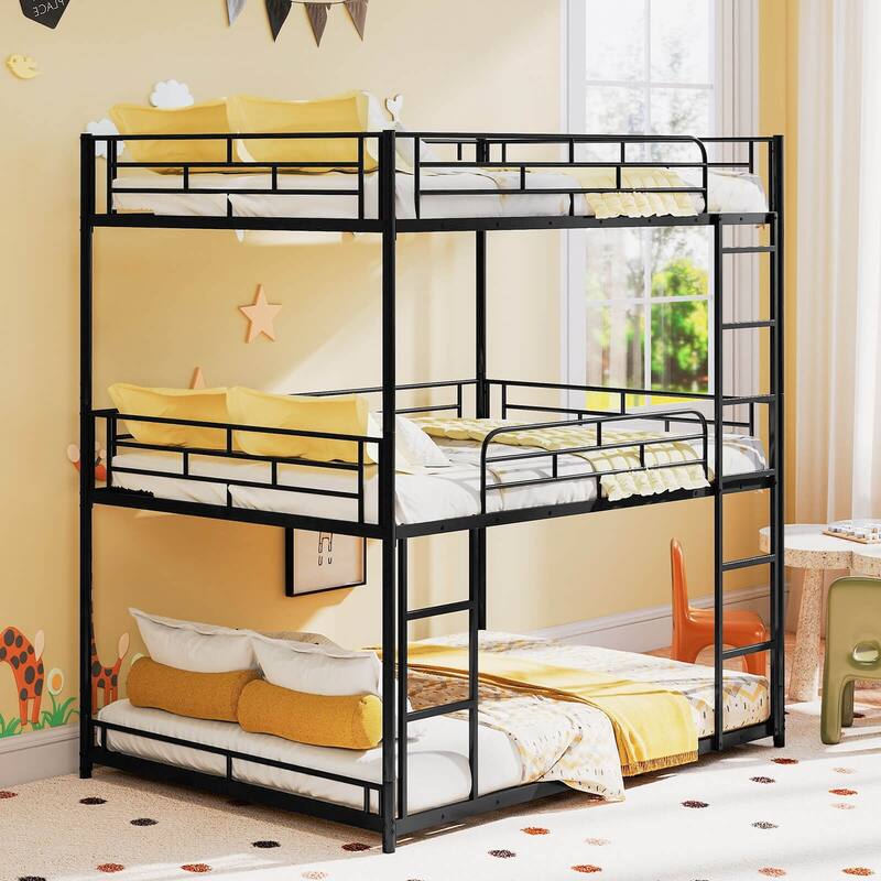 Costway Full Over Full Over Full Metal Bed Frame Heavy-Duty Triple