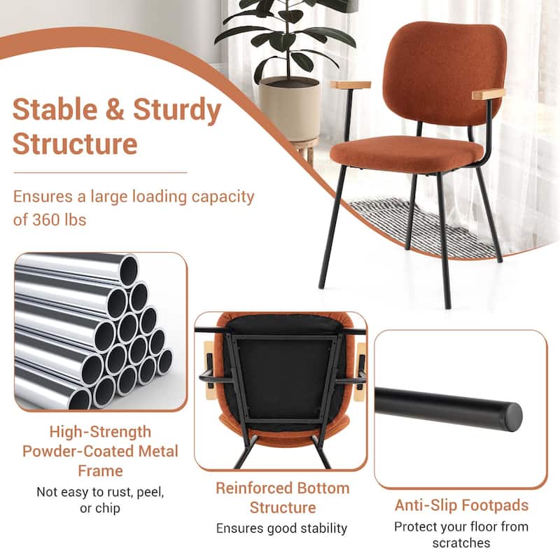 Costway Set of 2 Modern Linen Fabric Dining Chairs Padded Kitchen - See Details