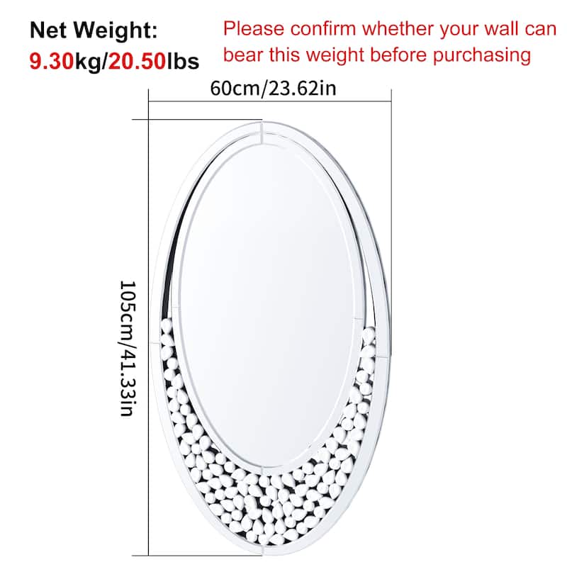 Large Wall Oval Drop Style Decor Art Accent Mirror - 23.62” x 41.33”
