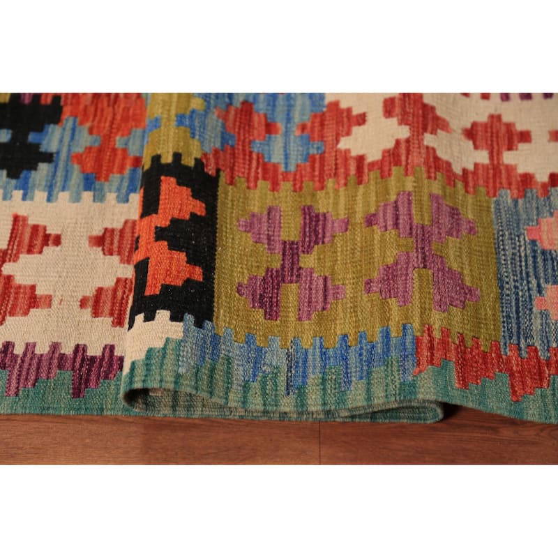South Western Style Kilim Oriental Rug Flatweave Wool Carpet - 7'11"x 9'10"