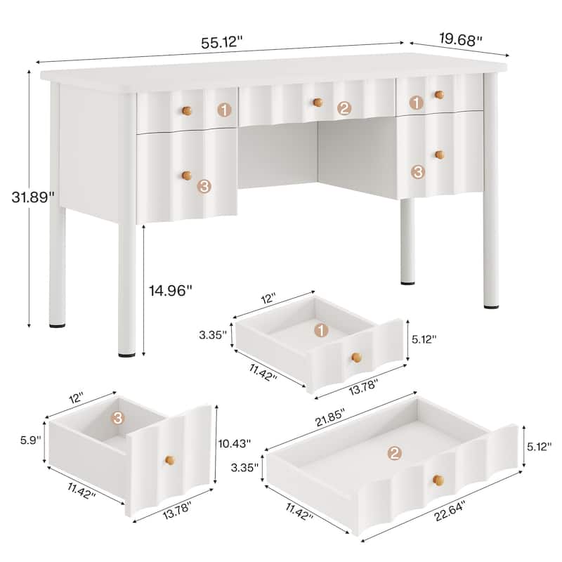 Modern Makeup Vanity Table with Storage Shelves