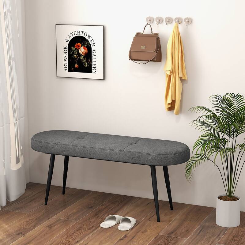 Gymax 47'' Upholstered Entryway Bench w/ Padded Seat & Heavy-duty