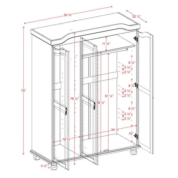 dimension image slide 0 of 2, Palace Imports 100% Solid Wood Kyle 3-Door Wardrobe Armoire with Raised Panel or Mirrored Doors