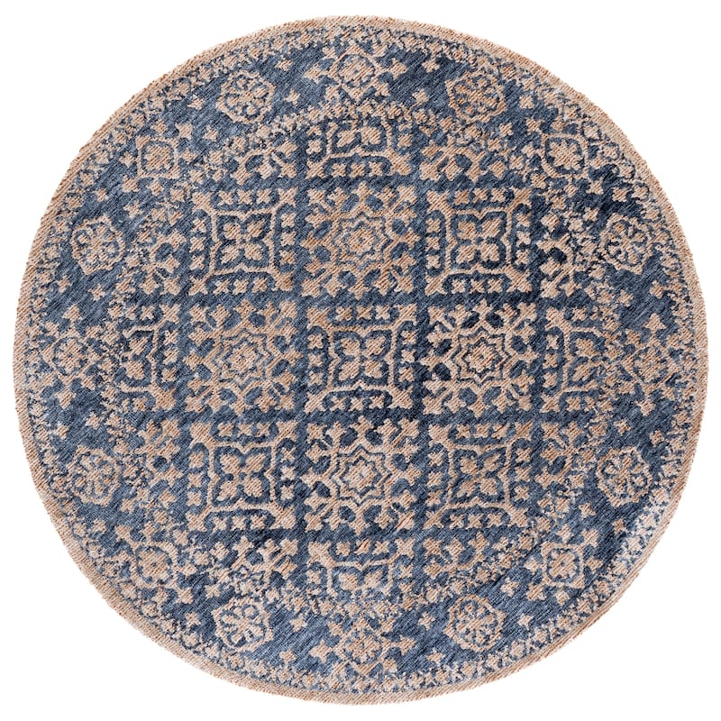 SAFAVIEH Audrey Handmade Danai Rug - 6' Round - Blue/Beige