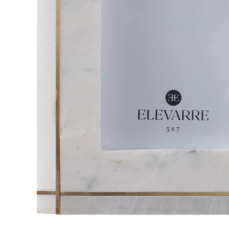 Marble Stone Frame with Inlaid Detail Modern Glam Decorative Accent