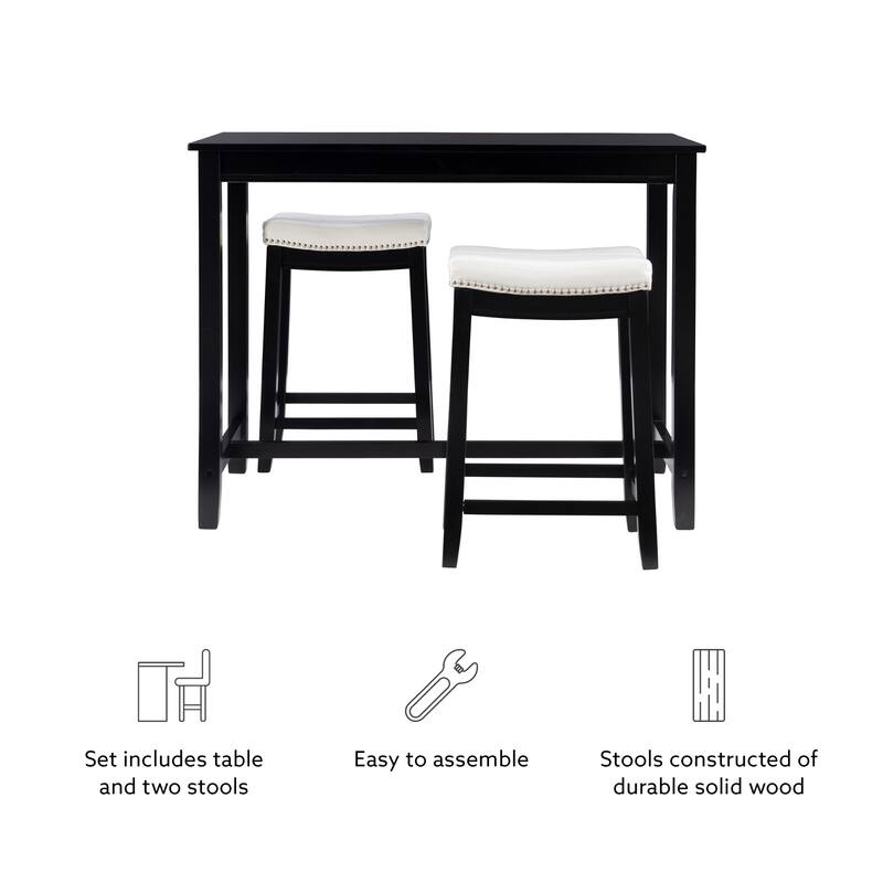 3-Piece Counter Table and Stools - 47.25" - Black and White