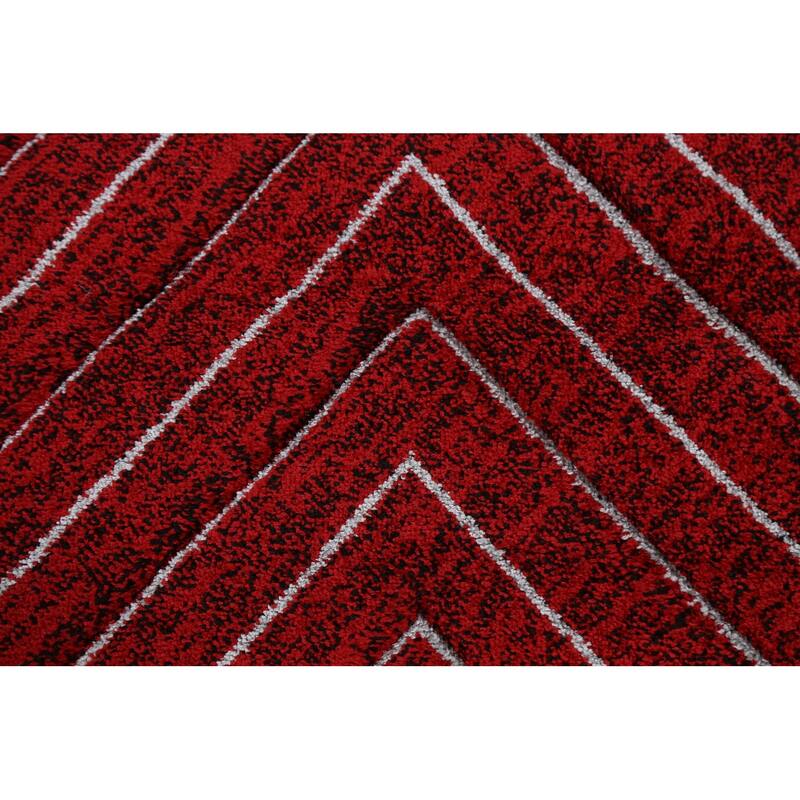 Red Chevron Style Transitional Oriental Turkish Rug Modern Carpet