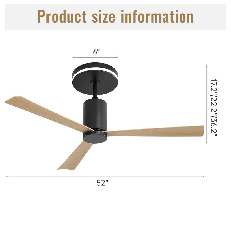 Quiet Reversible DC Motor Ceiling Fan with Dimmable 3 Color LED Light and Timer Fuction, 6-Speed Wind Adjustable