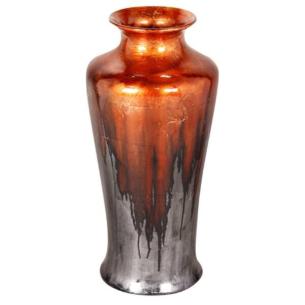 Foiled Lacquered Ceramic Urn Vase Brown Modern Contemporary 