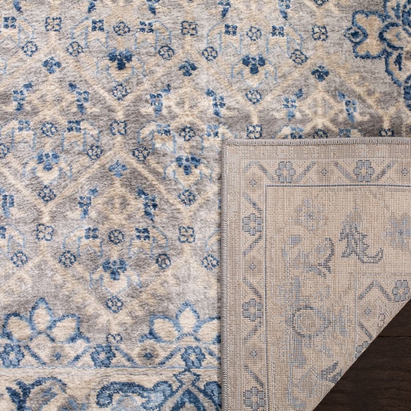 SAFAVIEH Brentwood Dile Oriental Damask Trellis Rug - Light Grey/Blue - 6' x 9'