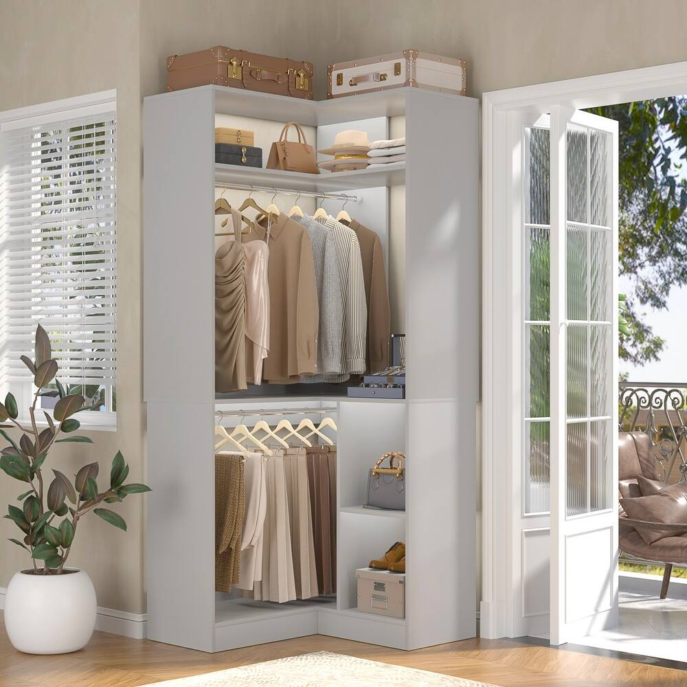 Cimly Freestanding Corner Closet system, Space-saving Closet Organizer for Walk-in Closet