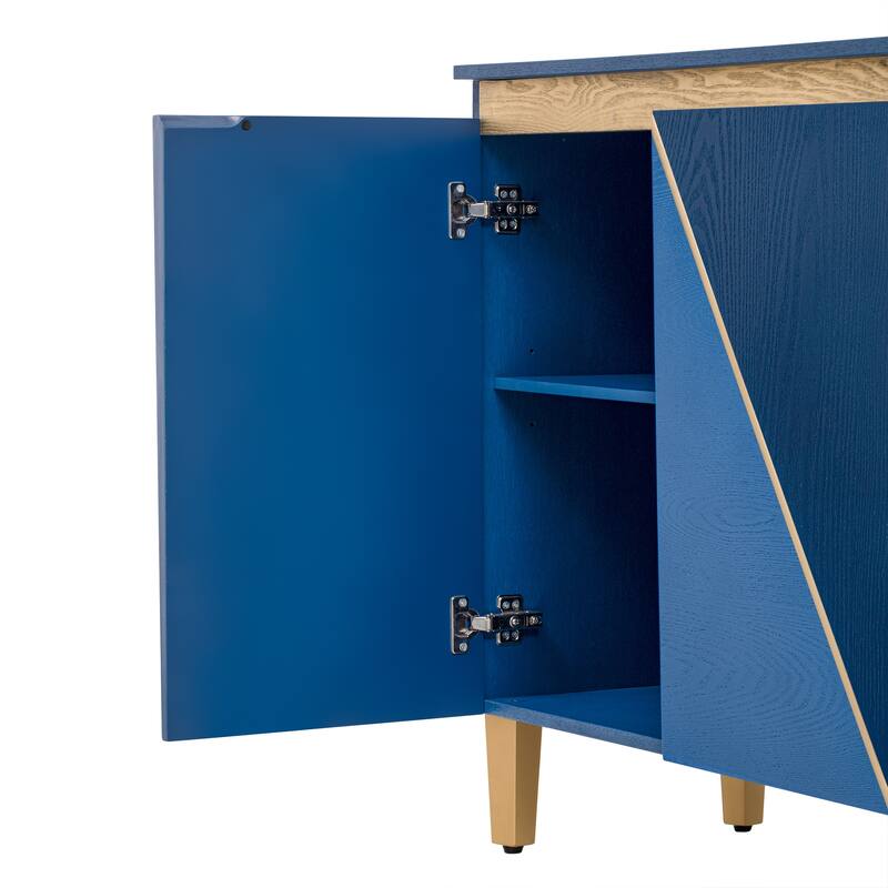 60" Retro 4-Door Buffet Cabinet with Storage and Adjustable Shelves