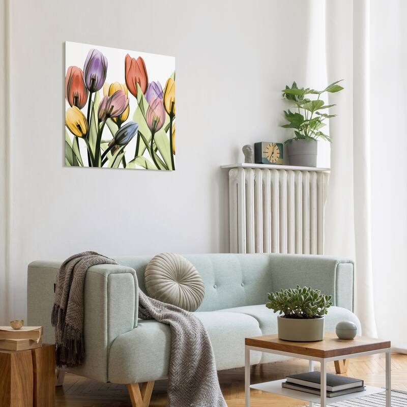 "Tulip Scape x-ray I" Frameless Free Floating Reverse Printed Tempered Art Glass Wall Art