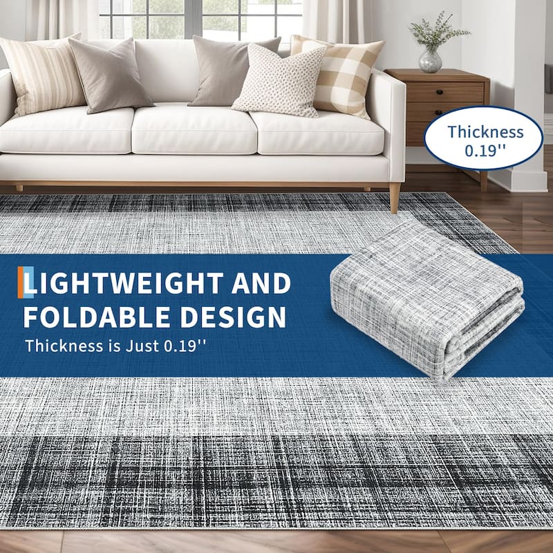 Garvee Linen Border Living Room Area Rug