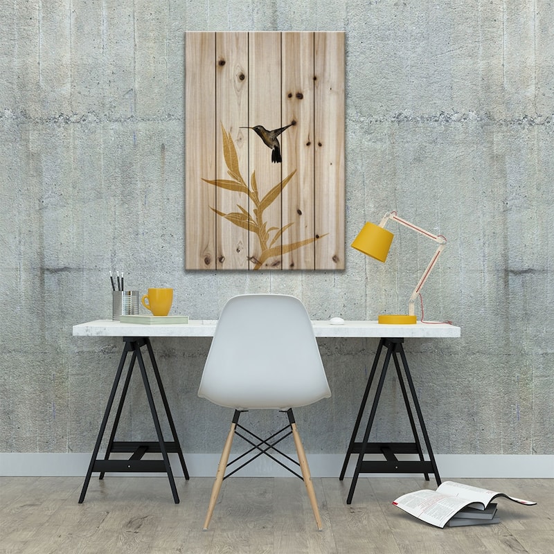 Hummingbird & Flower I Print On Wood by Orara Studio - Multi-Color
