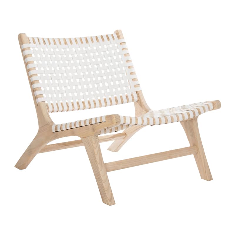 SAFAVIEH Theodora Leather Woven Accent Chair - 25.2" W x 31.5" L x 26.8" H - 25Wx31Dx27H