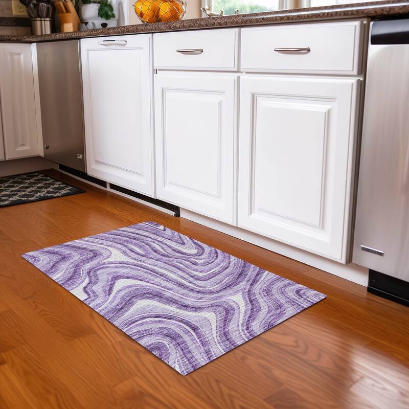 Machine Washable Indoor/ Outdoor Chantille Contemporary Abstract Rug