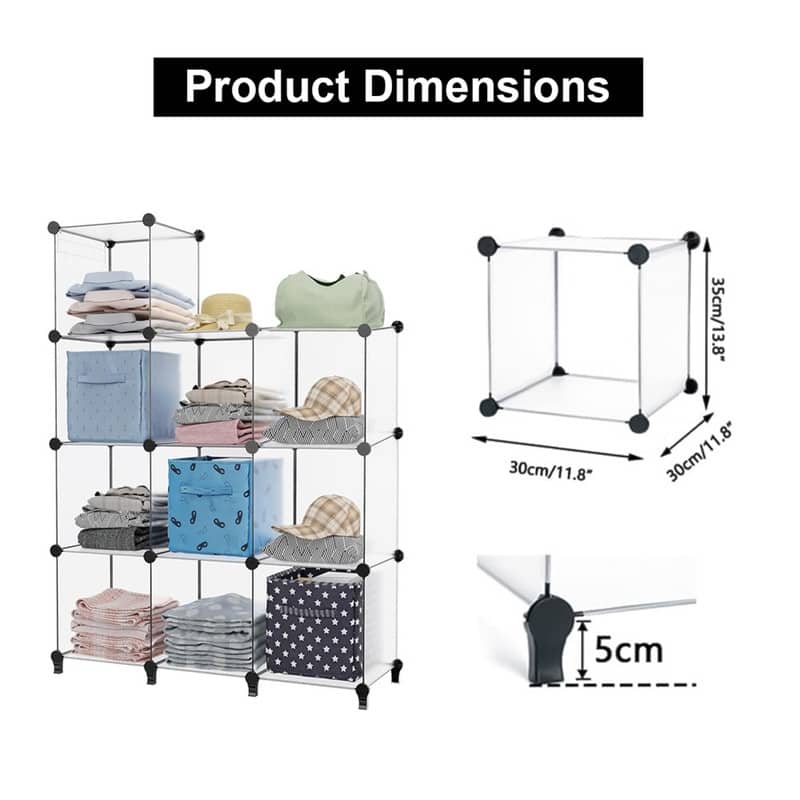 10 Cube Stackable Shoe Rack Organizer DIY Plastic Shoe Storage Cabinet for Closet & Entryway - N/A