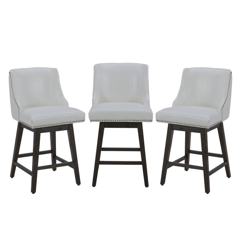 Spruce & Spring Oliver Counter Height Swivel Barstool Set - Set of 3 - White - Counter Height